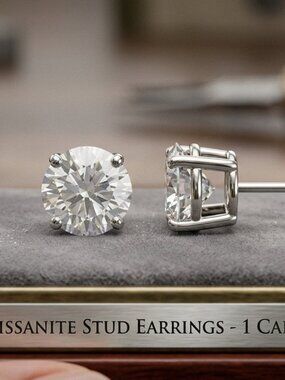 ER51 Moissanite Stud Earrings - 1 Carat TW
